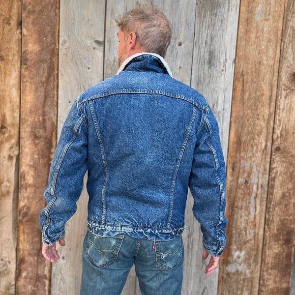 Levis San Francisco1970's Denim Blue Jean Sherpa Jacket Made in the USA Size 42 - Picture 4 of 9